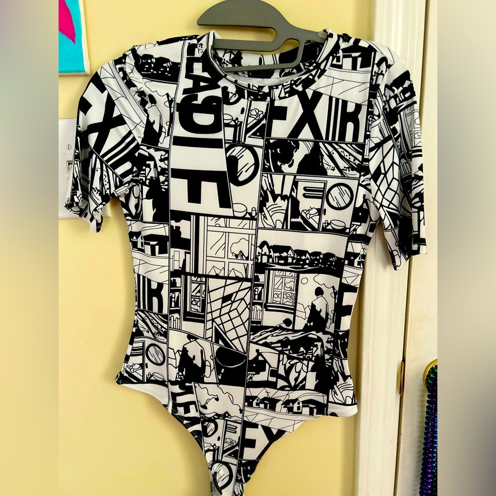 SHEIN body suit black and white